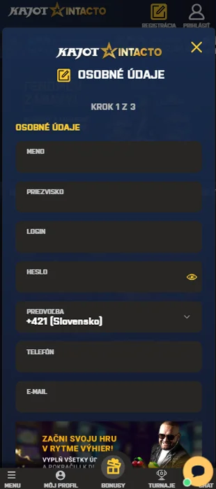 Vyplňte všetky osobné údaje, o ktoré vás požiada tabuľka.