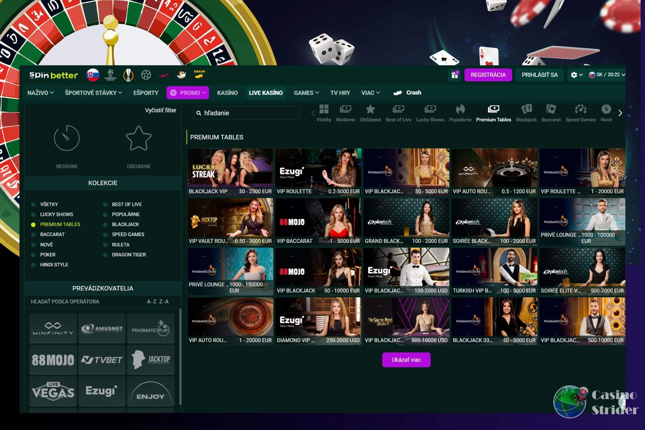 Stolové hry SpinBetter casino